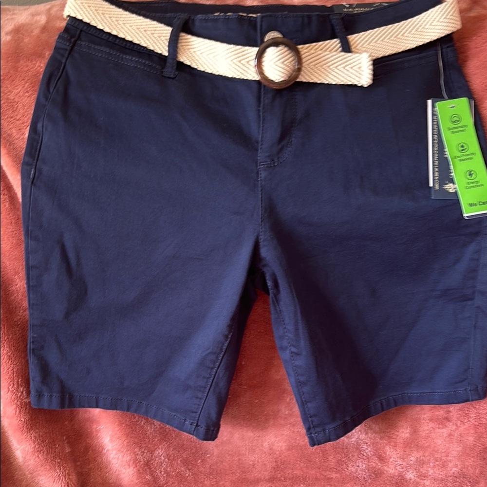 U.S. Polo Assn. Blue and Cream Flat Front Shorts